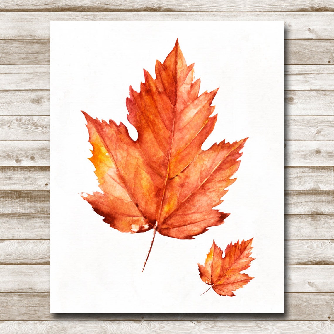 Watercolor Maple Leaves Orange Autumn Botanical Decor Wall Poster - Image 3
