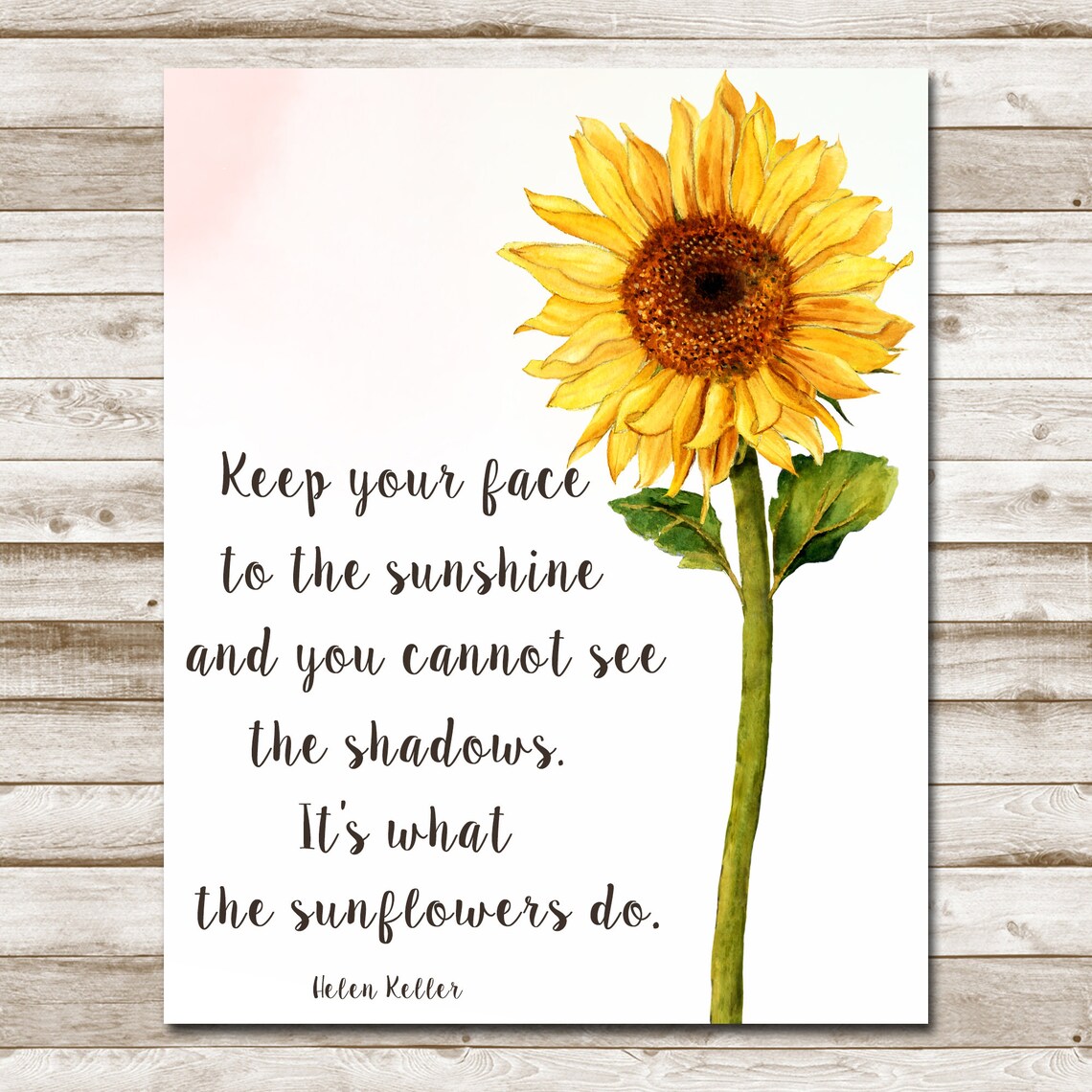 Keep Your Face to the Sunshine Sunflower Helen Keller Quote Wall Art - Image 4