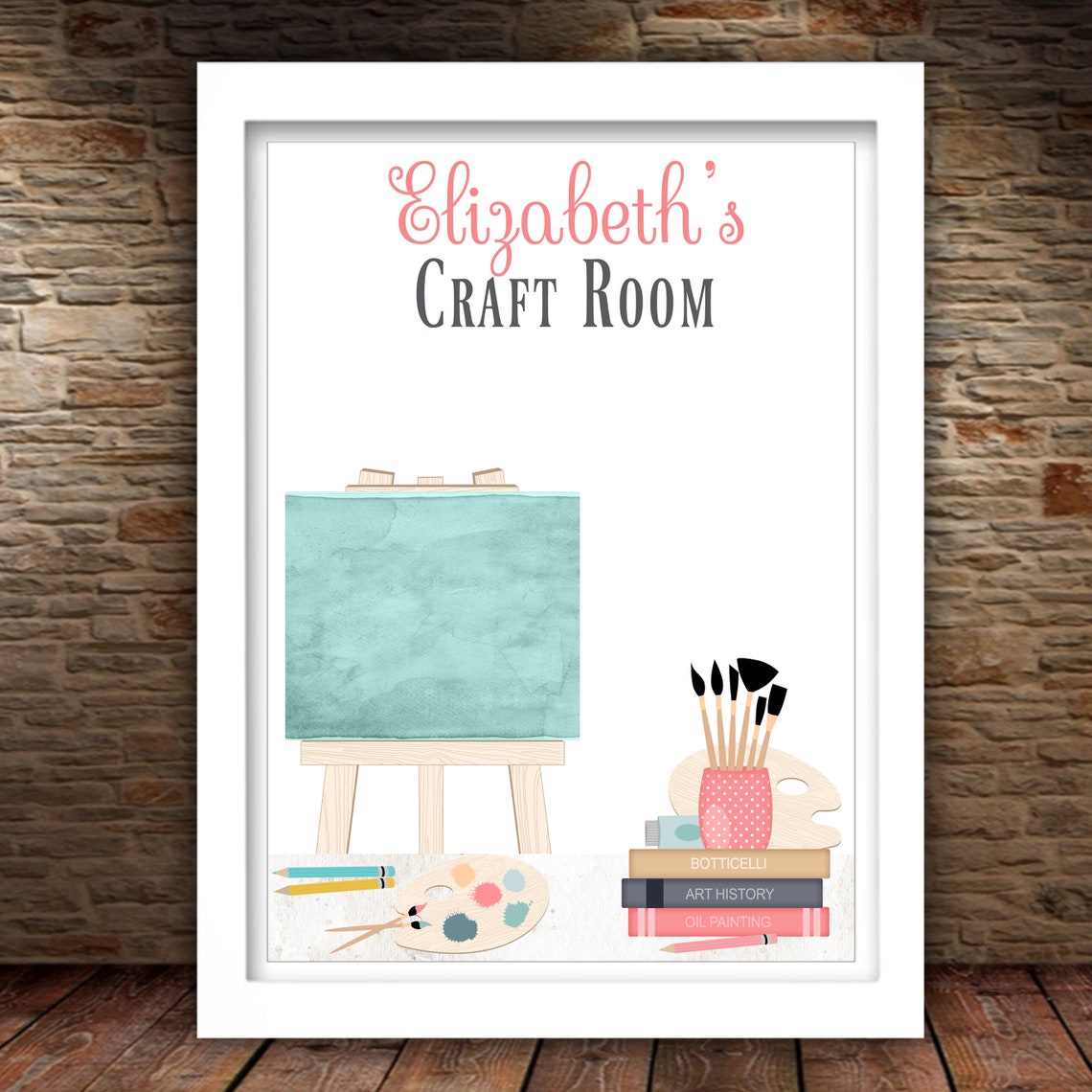 Elizabeth's Craft Room Personalized Art Easel Paint Brushes Poster - Image 2