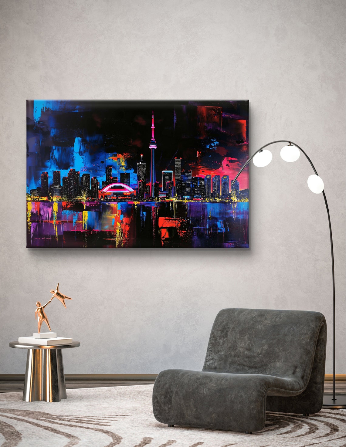 Toronto Skyline at Night with CN Tower and Glowing Reflections Poster - Image 5