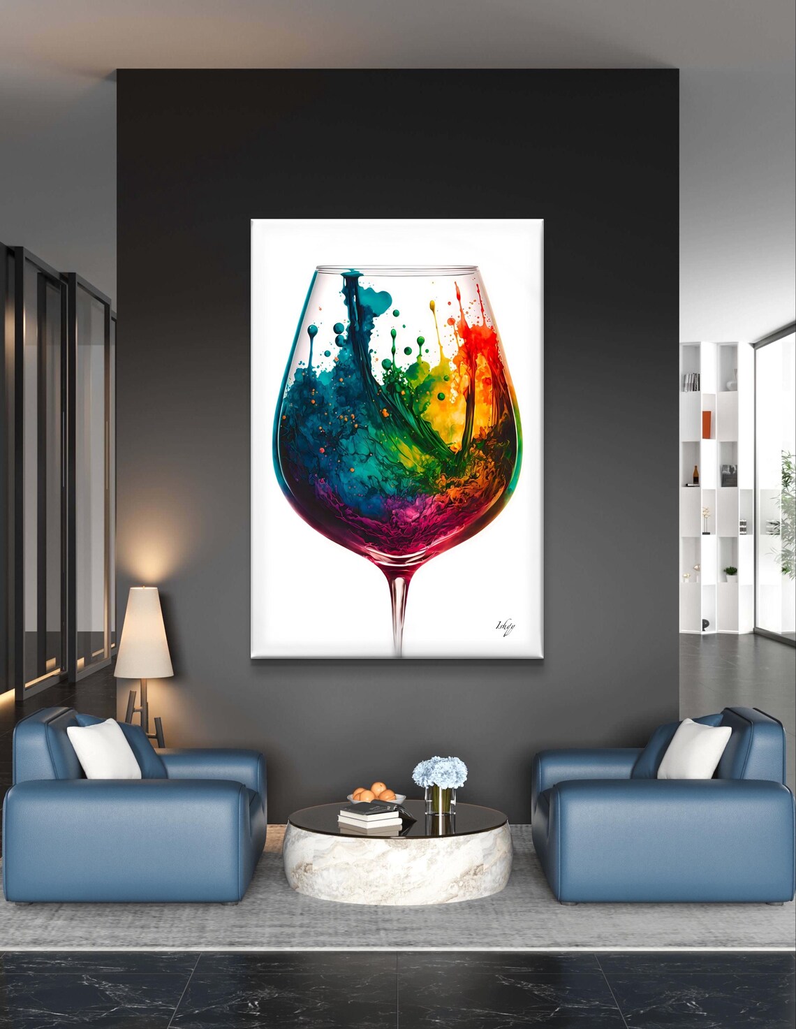 Watercolor Wine Glass Painting, Modern Wine Poster - Image 5