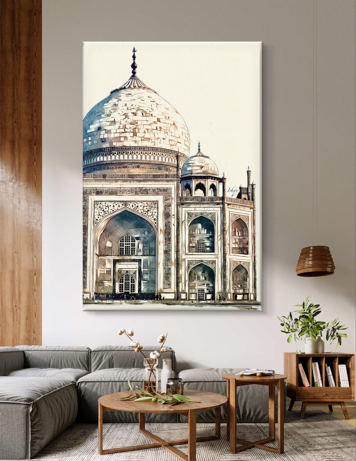 Taj Mahal White Marble Dome Minimalist Ink Sketch Decor Poster - Image 5