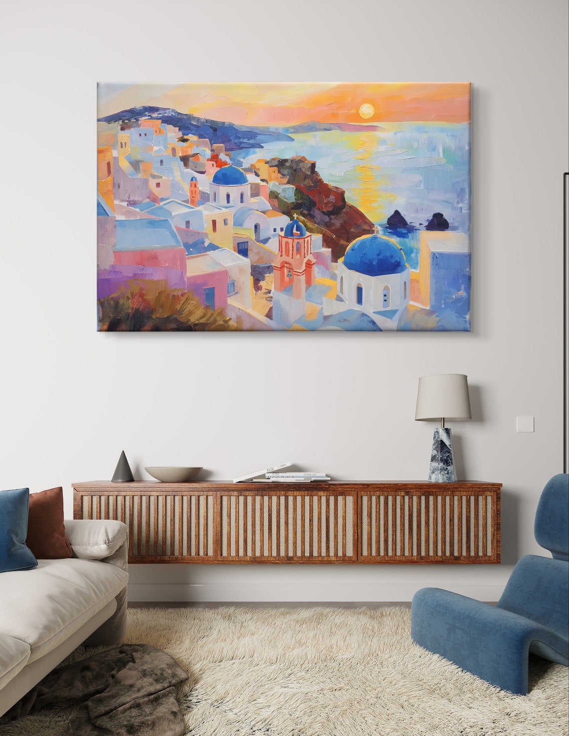 Oia Santorini Sunset Over Blue Domes and the Aegean Caldera Poster - Image 6