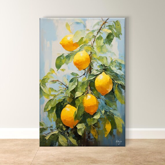 Lemon Wall Art Kitchen Framed Citrus Decor Fresh Fruit Poster Colorful Farmhouse Home Gift Unique Living Room Art