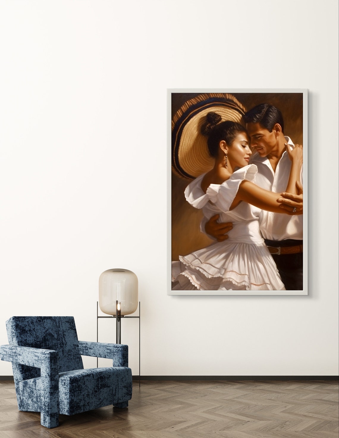 Romantic Dancing Couple in White Traditional Attire Dance Poster - Image 4