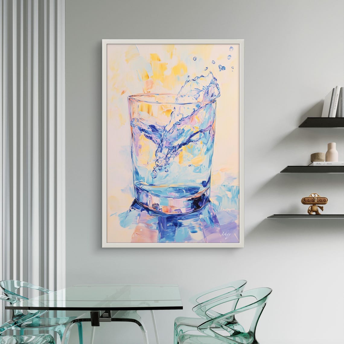 Dynamic Water Splash in a Glass Impressionist Painting Wall Poster - Image 3