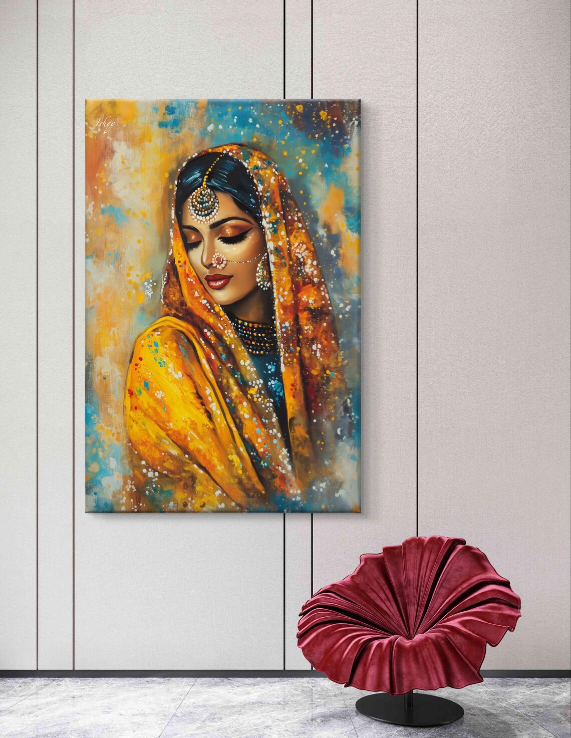 Punjabi Woman In Phulkari, Cultural Art Print - Image 4