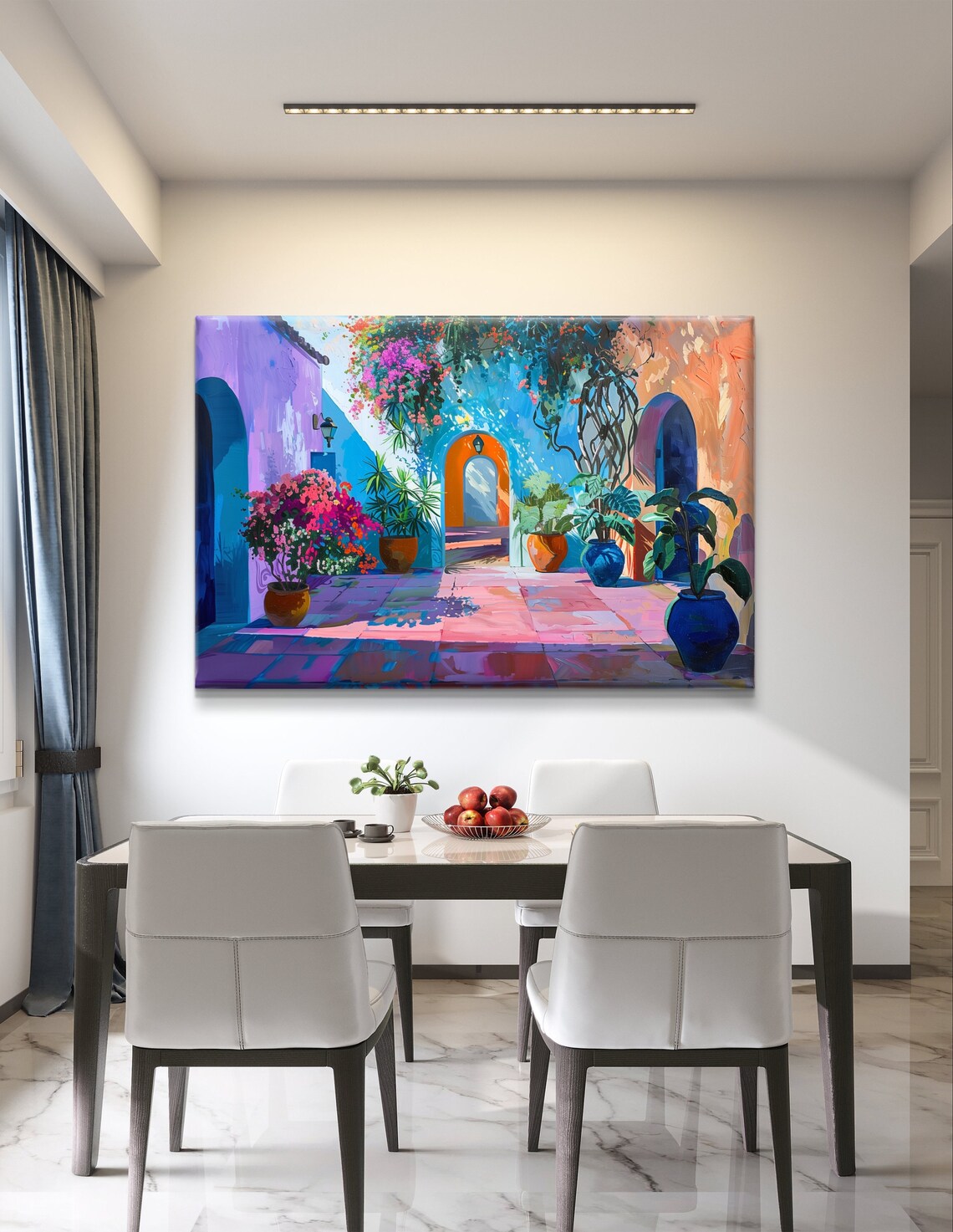 Mexican Courtyard Bougainvillea Arched Doors Vibrant Garden Art Poster - Image 6