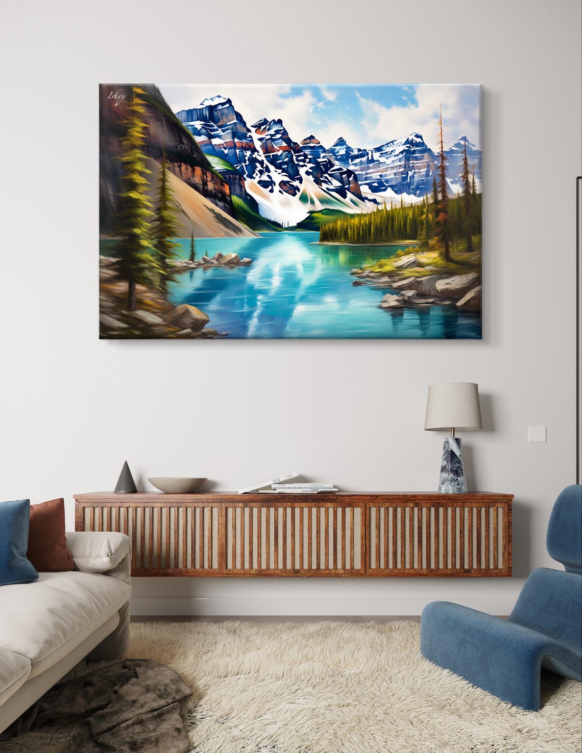 Moraine Lake Art Framed Canada Decor Vibrant Lake Print Scenic Landscape Art Nature Wall Decor Living Room Art Outdoor Travel Wall Art - Image 5