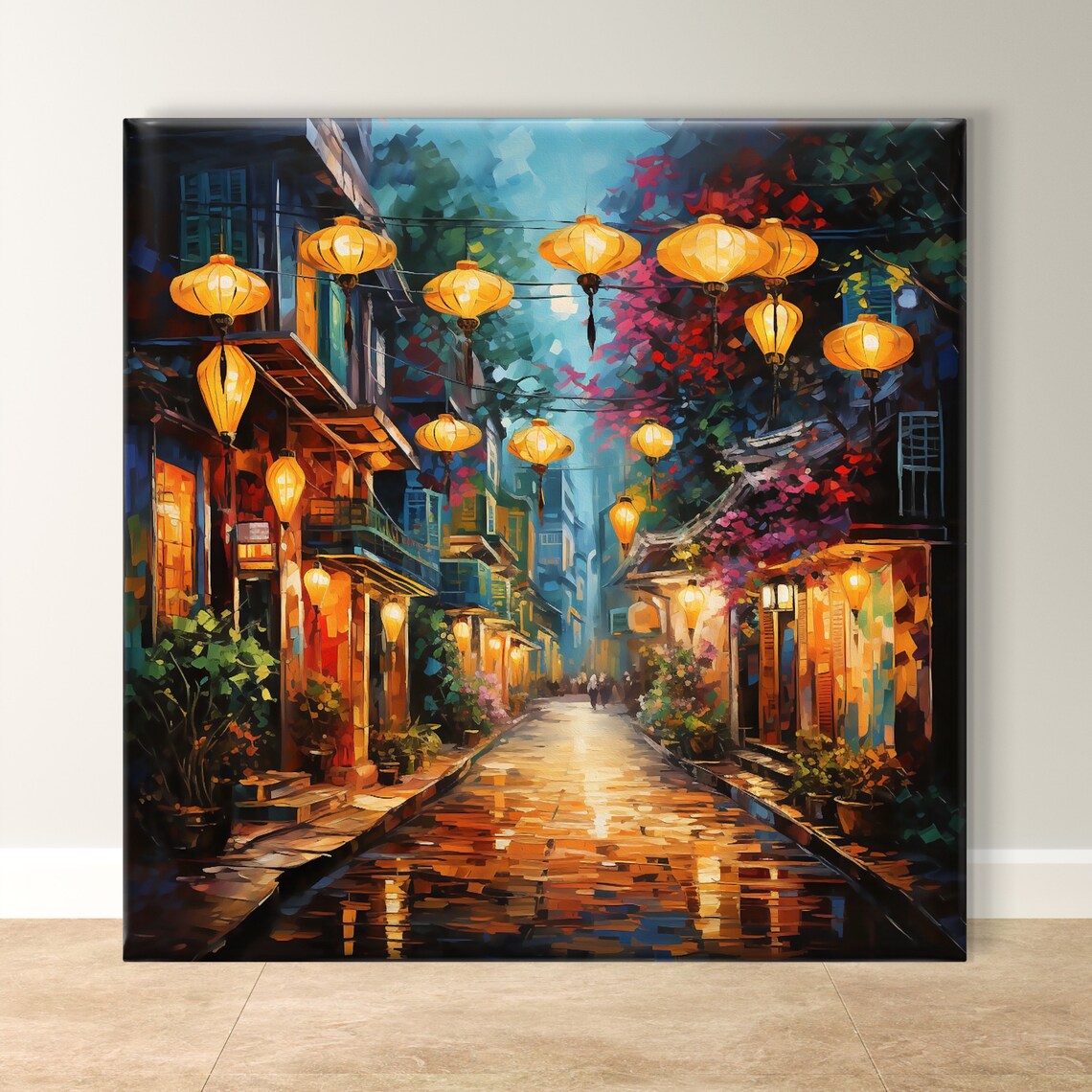 Hoi An Vietnam Lantern Street Scene Travel Poster
