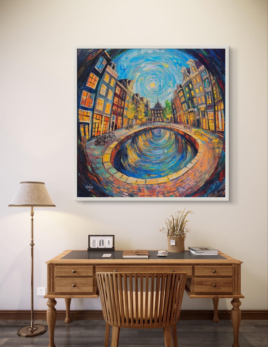 Amsterdam Canal Starry Night Swirling Dutch Cityscape Poster - Image 3
