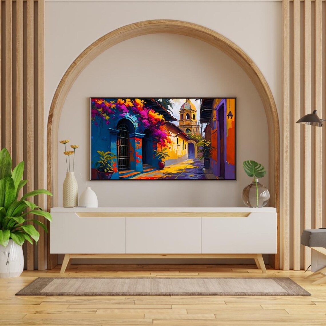 Oaxaca Streetscape, Colorful Mexico Art Print - Image 2