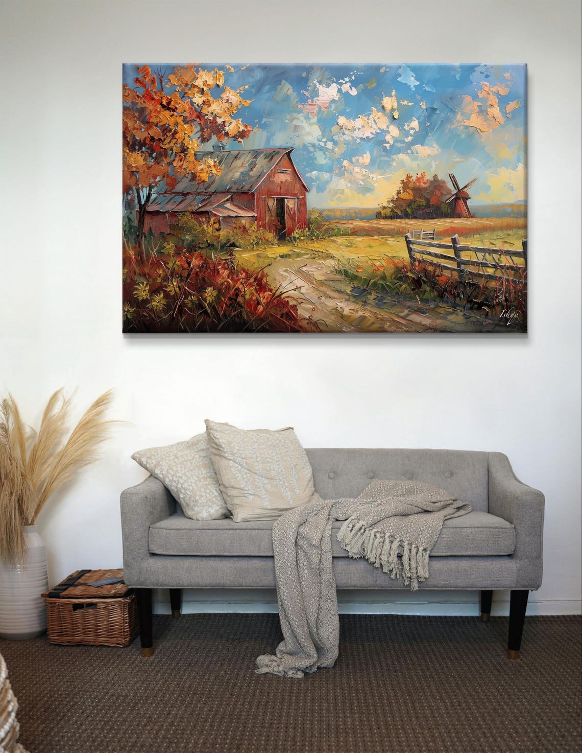 Red Barn Autumn Countryside Farm Landscape Harvest Scene Poster - Image 5