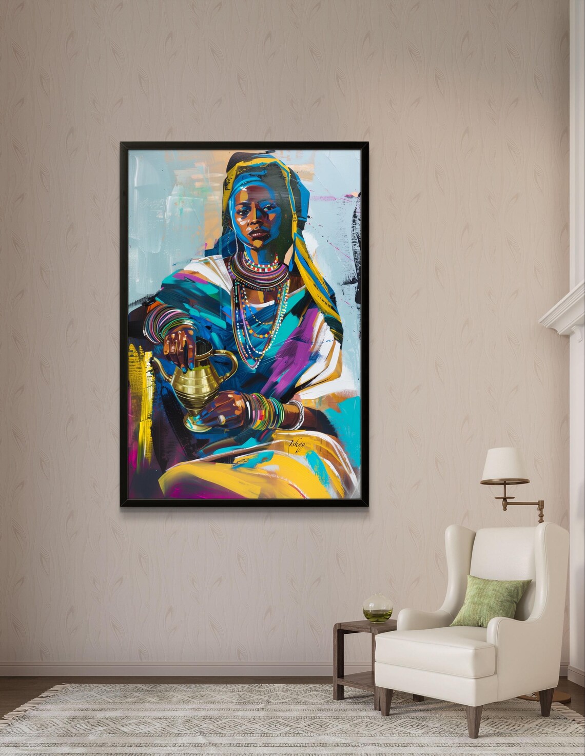 Ethiopian Woman Habesha Kemis Art Print, Vibrant Decor - Image 3