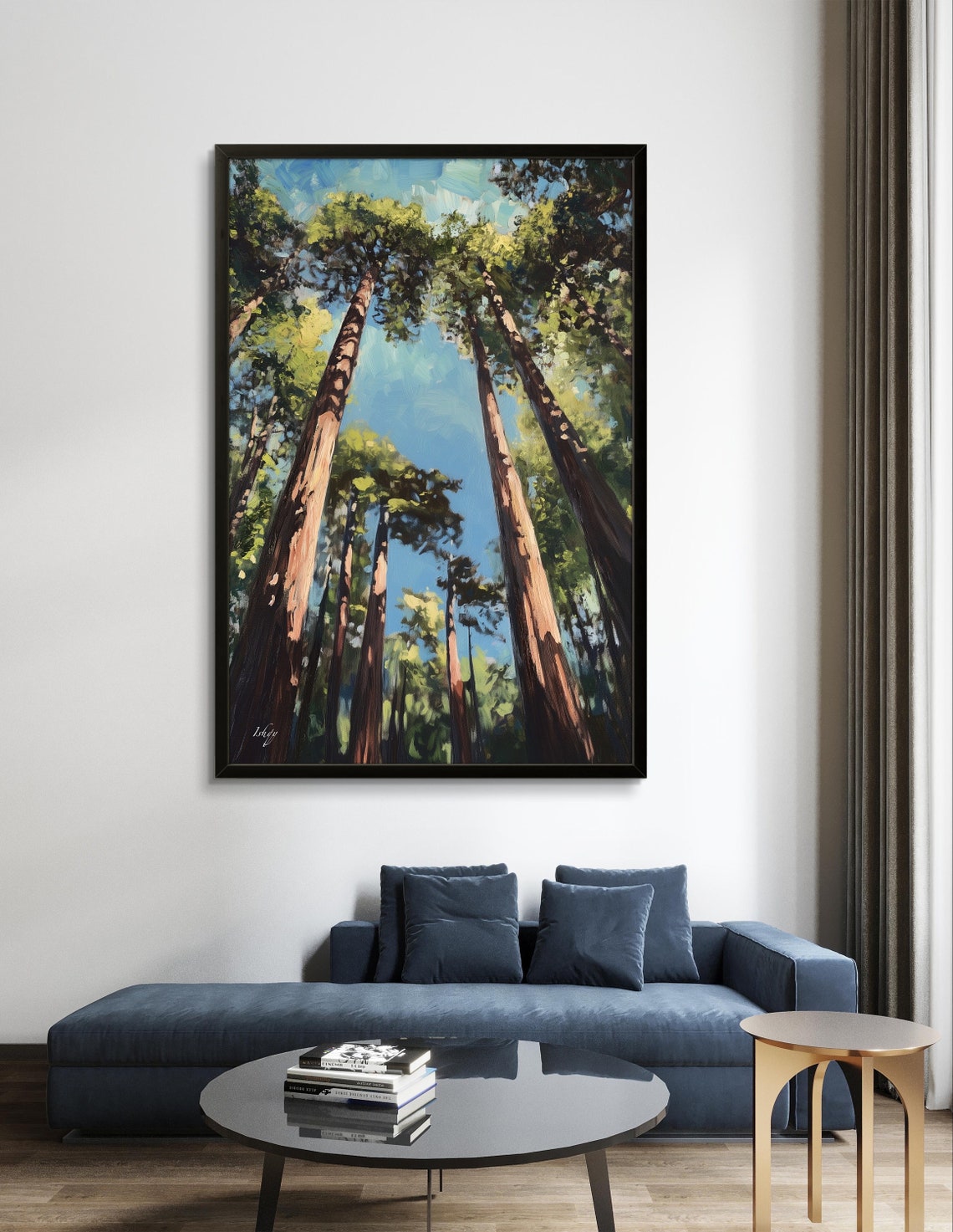Redwood Forest Canopy Looking Up at Towering Trees Art Poster - Image 2