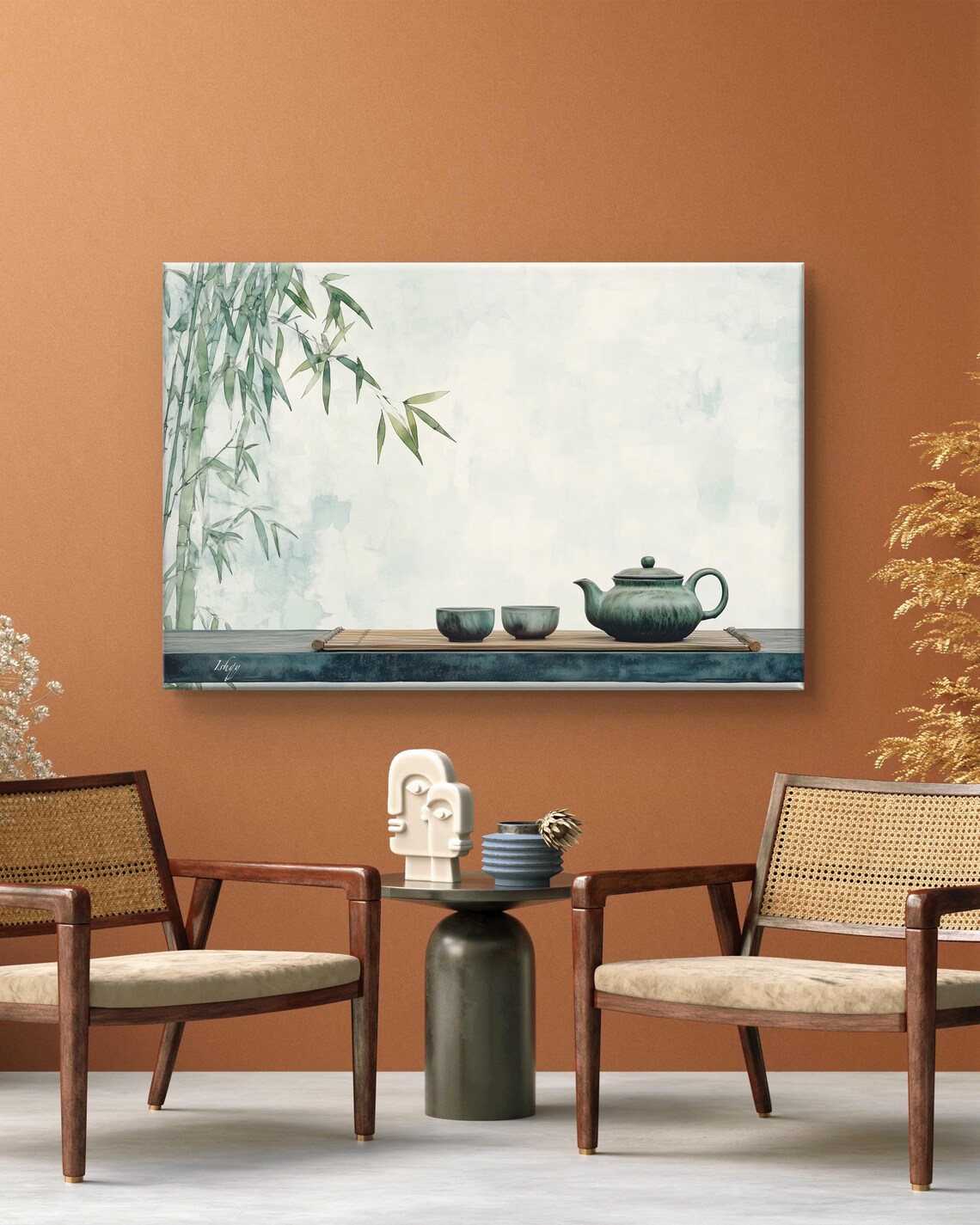 Zen Tea Set Minimalist Bamboo Art Print, Japanese-Inspired - Image 4