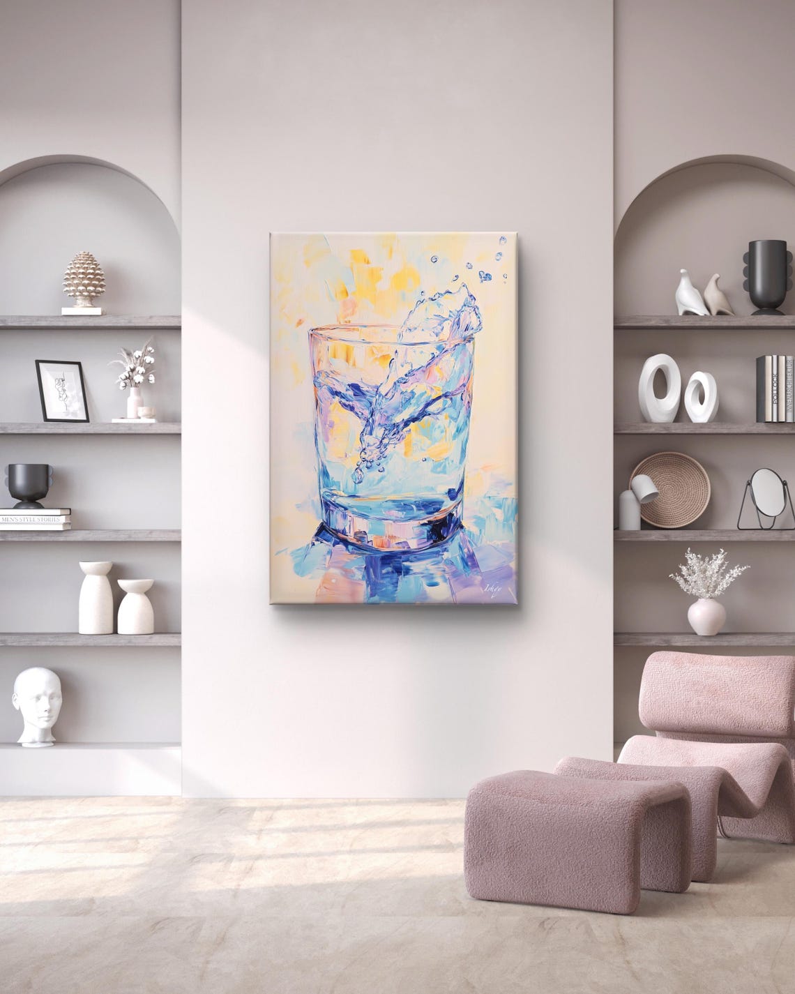 Dynamic Water Splash in a Glass Impressionist Painting Wall Poster - Image 5