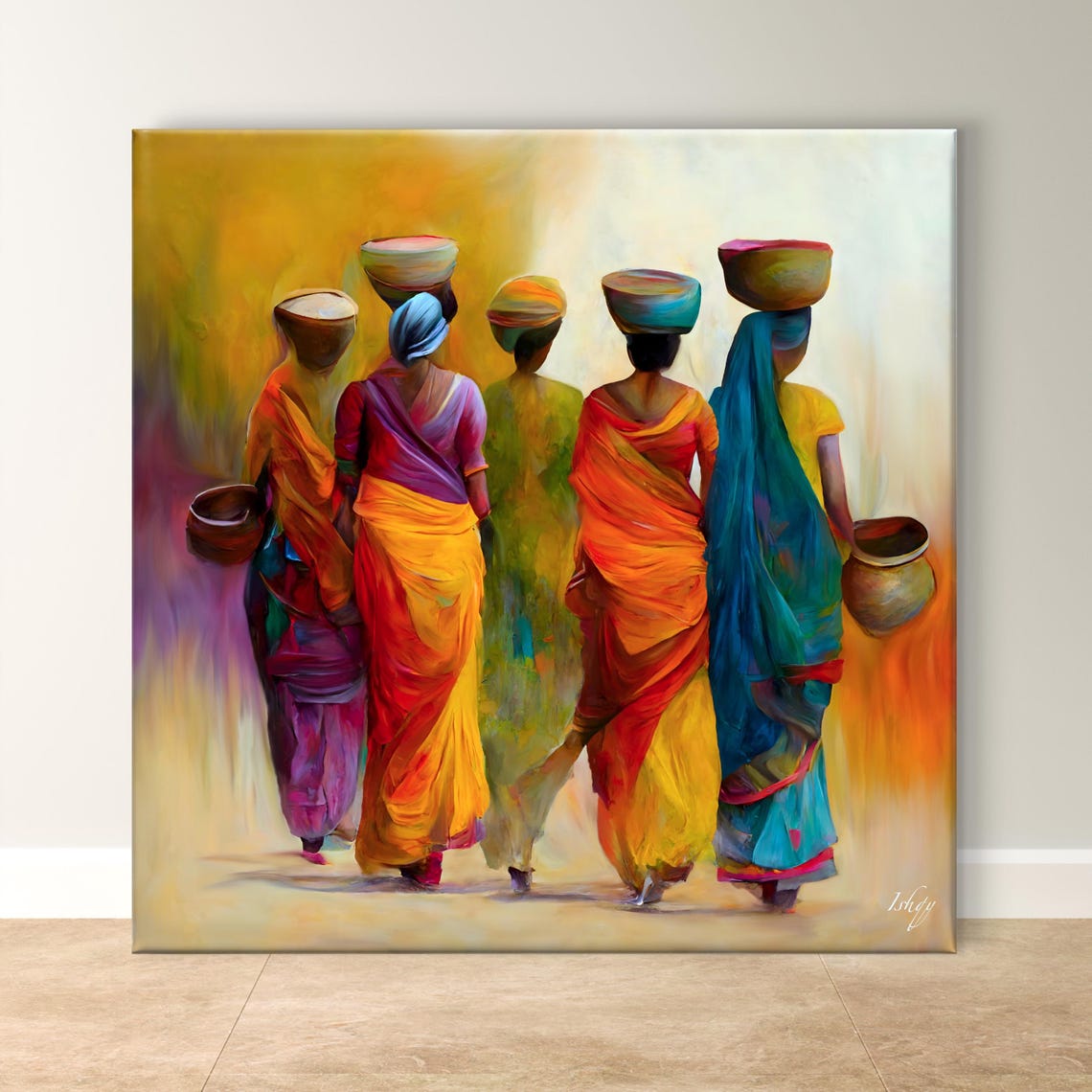 Indian Women Wall Art Vibrant Cultural Of Women In Sarees Unique Home Decor Gift Colorful Ethnic Artwork For Living Room