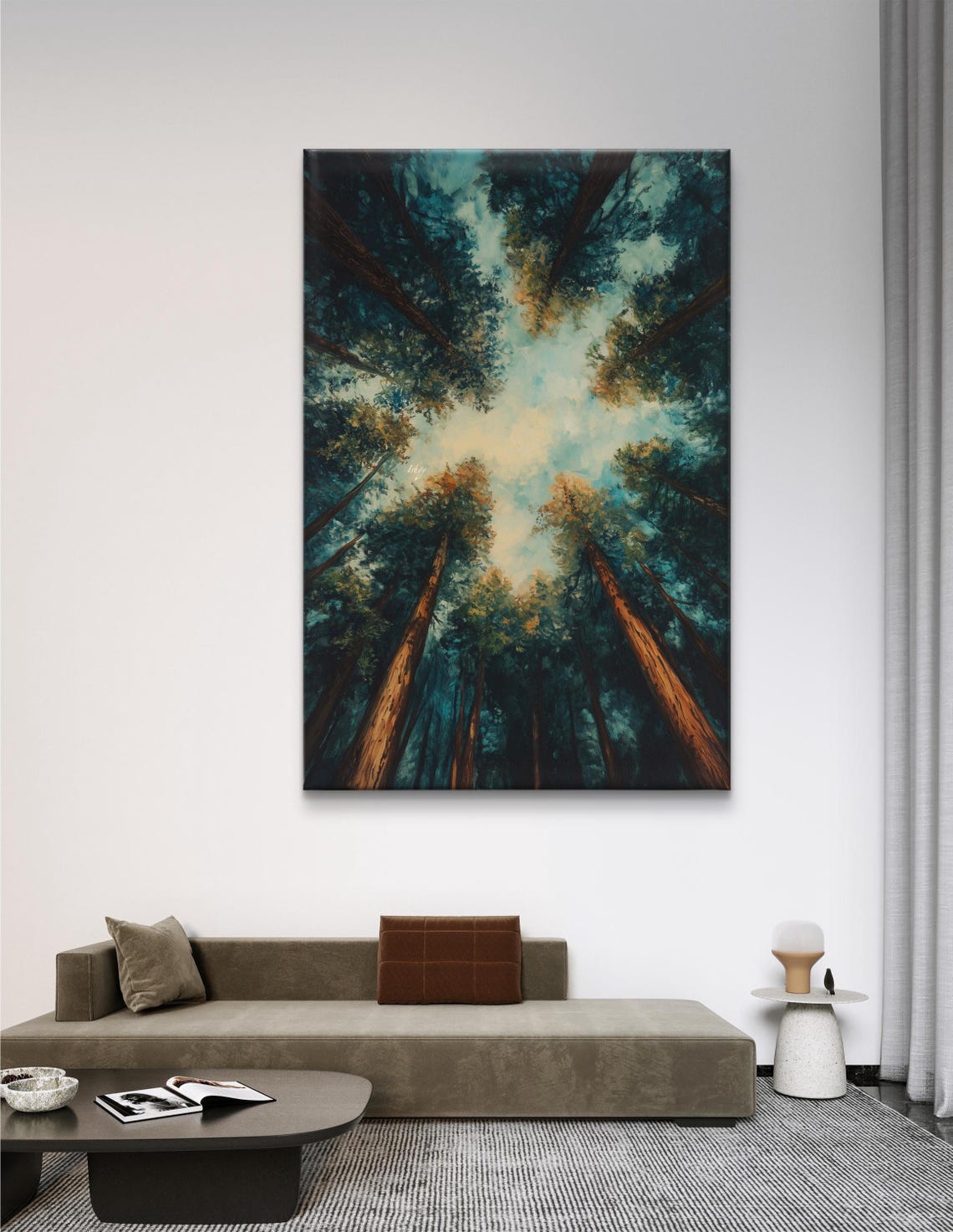Towering Redwoods Looking Up Golden Light Canopy View Poster - Image 5