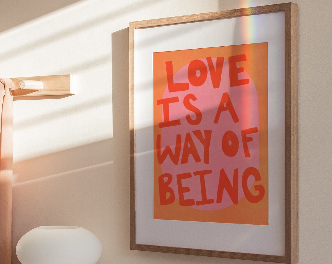 Boho Love Is A Way Typography Poster, Retro 70s - Image 2