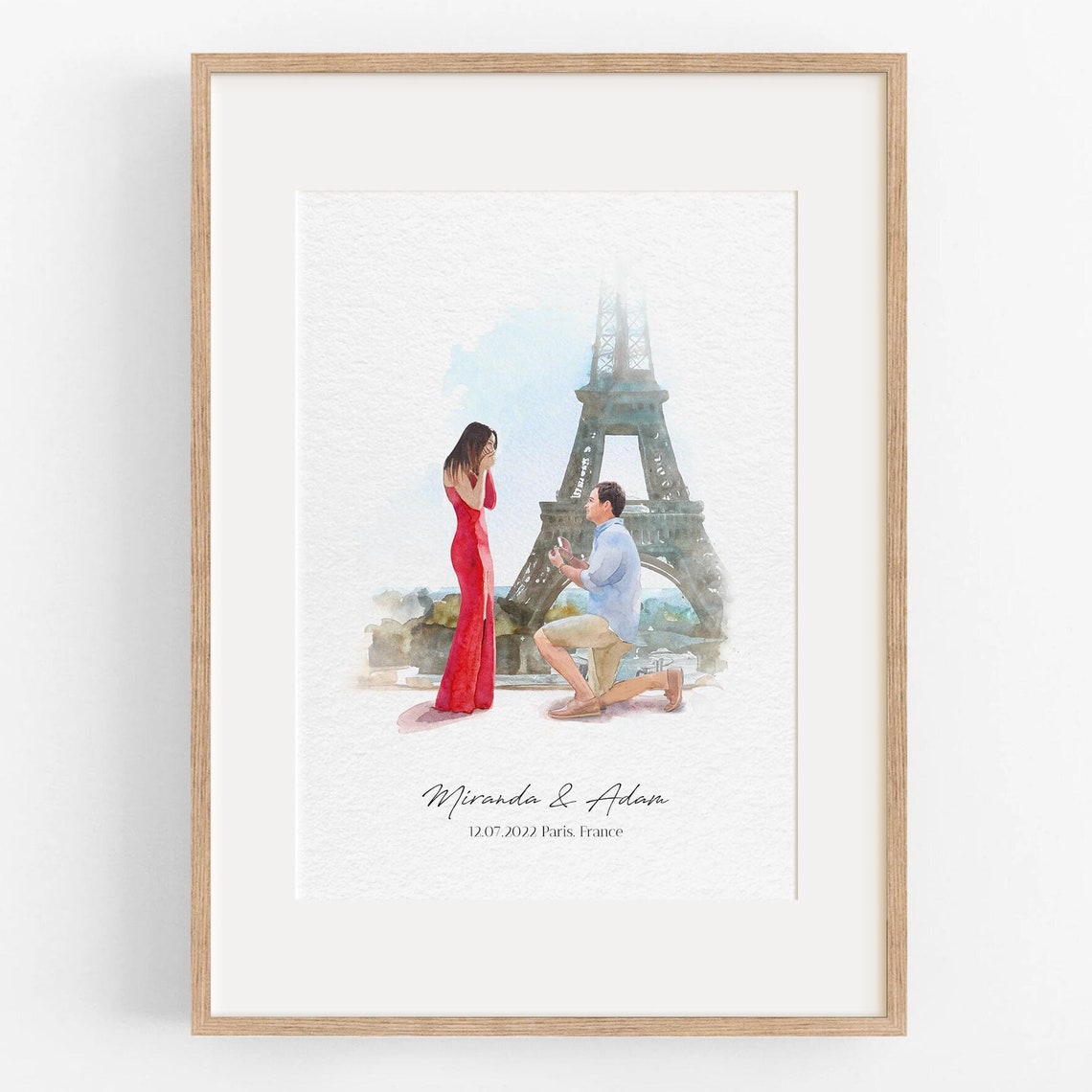 Miranda and Adam Paris Eiffel Tower Proposal Portrait Poster