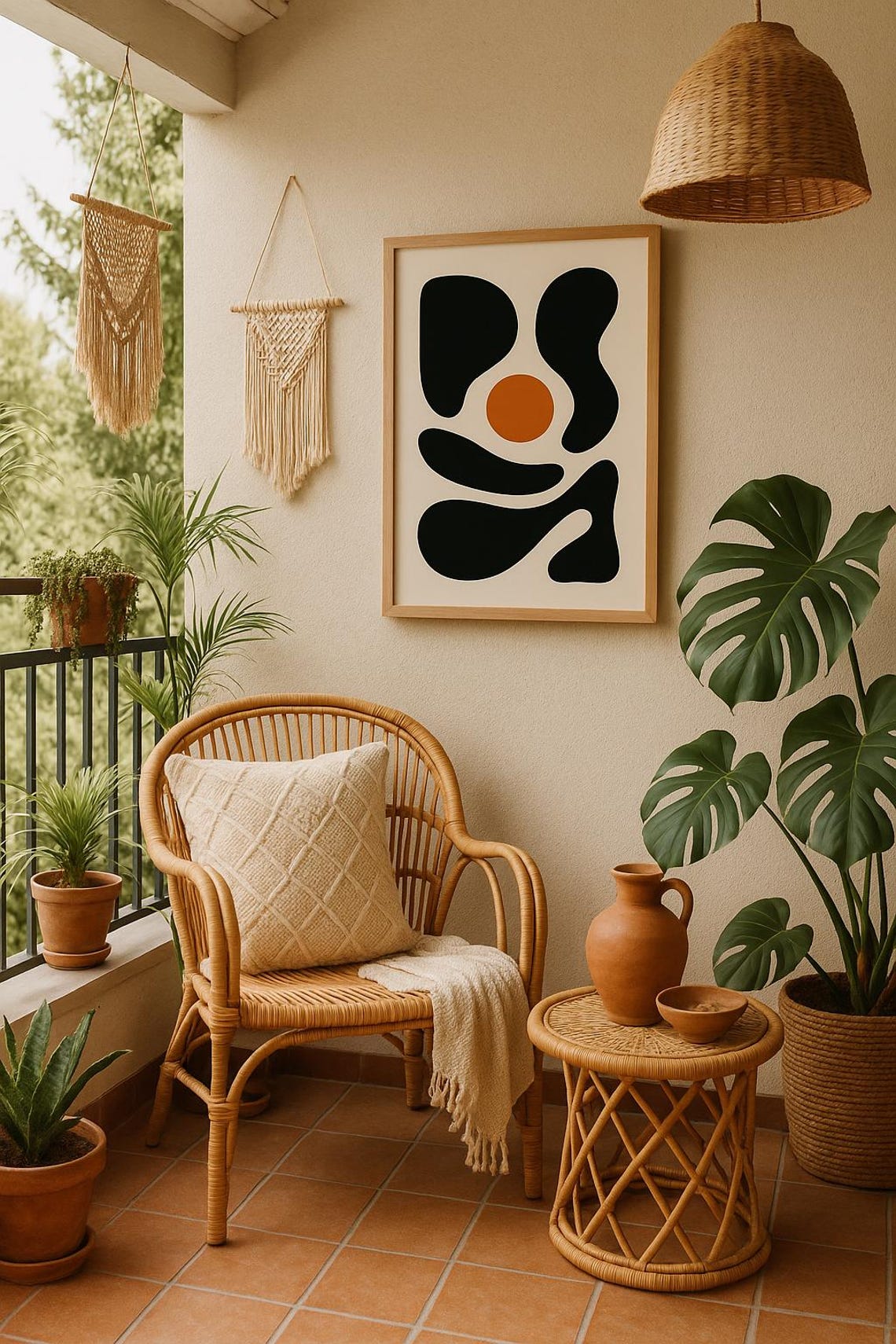 Abstract Organic Shapes Black Burnt Orange Boho Minimalist Art Poster - Image 4