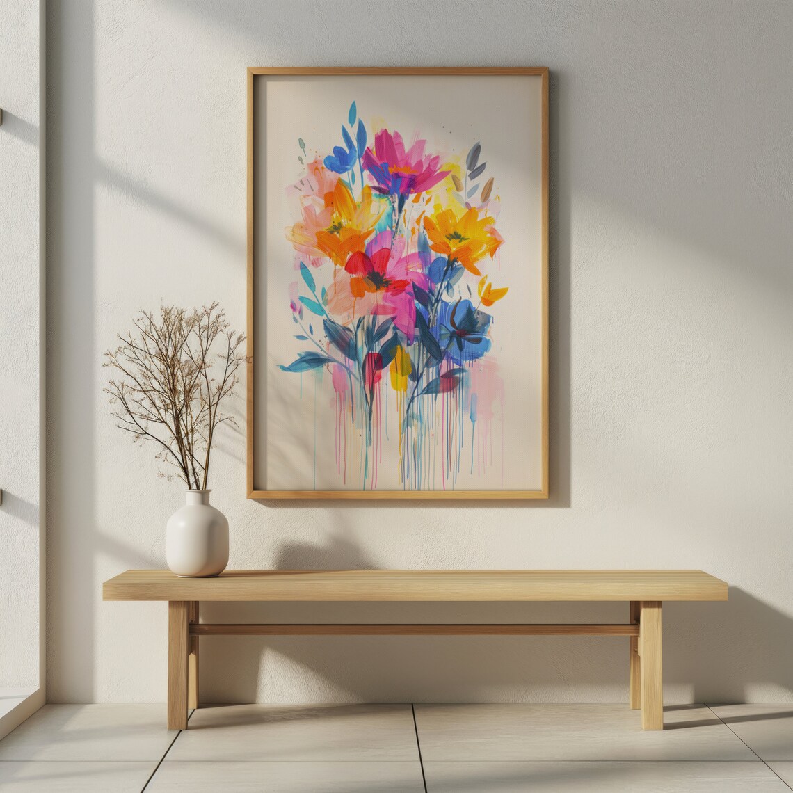 Colorful Floral Drip Abstract Minimalist Art Print - Image 4