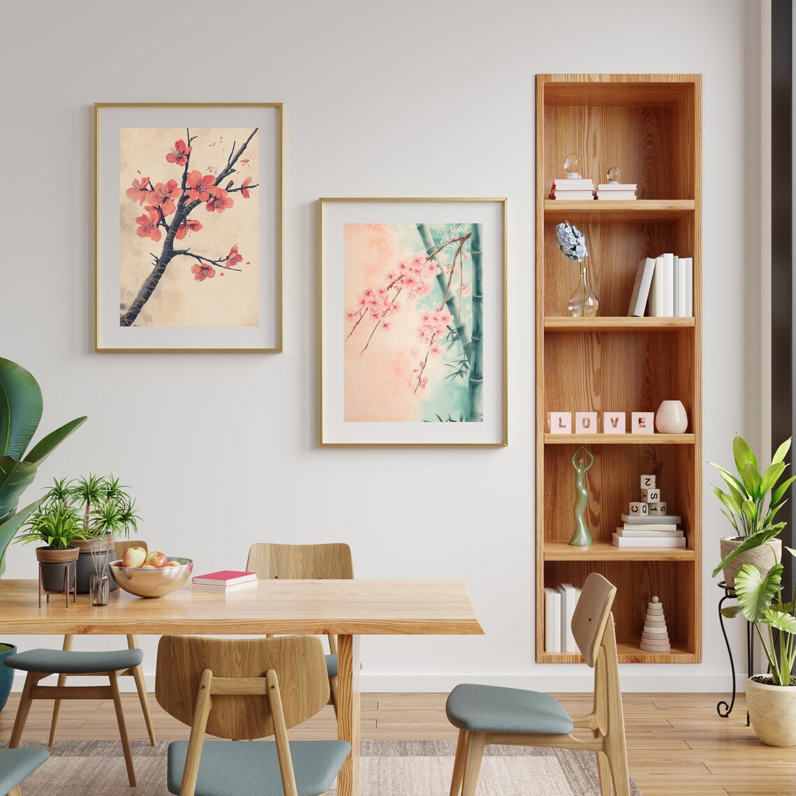 Cherry Blossom Bamboo Japanese Watercolor Pink Zen Botanical Poster - Image 3