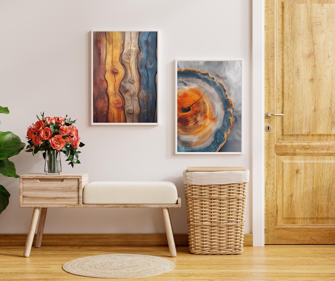 Rustic Wooden Planks Texture Warm Earthy Gradient Abstract Art Poster - Image 2