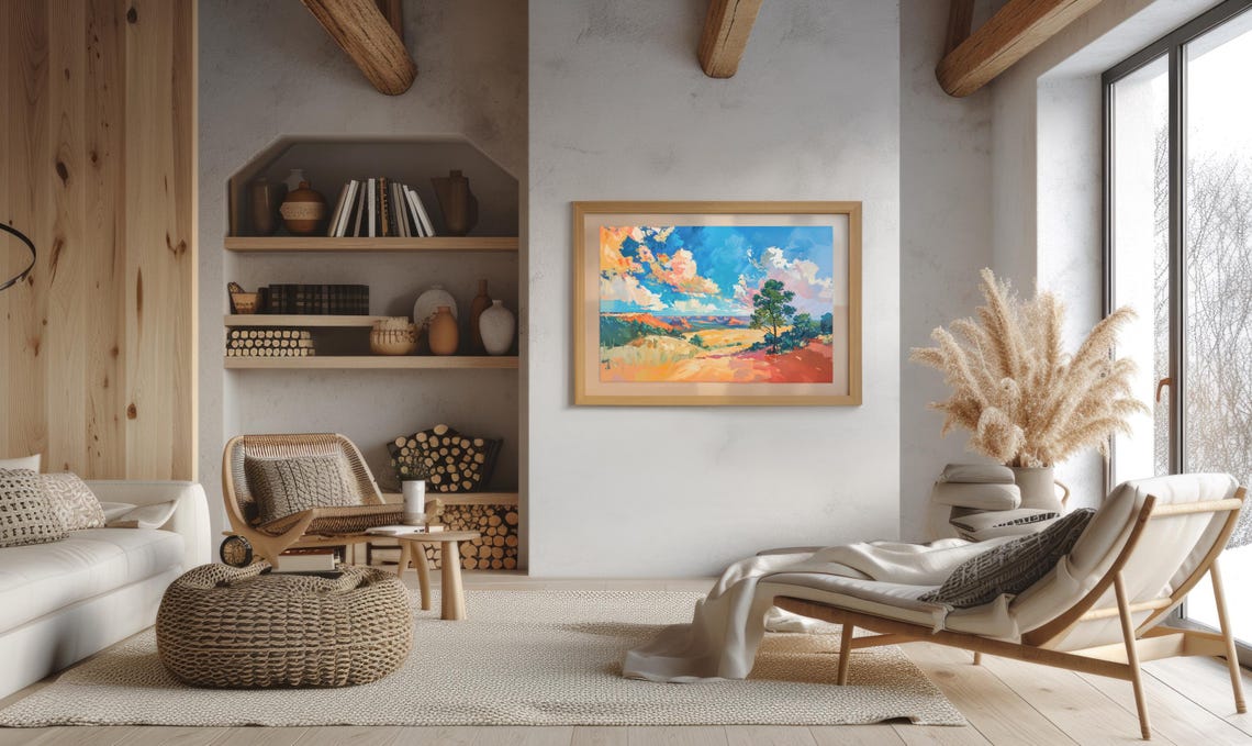 Vibrant Desert Landscape Print Bold Wall Decor For Nature Lovers Impressionist Art With Majestic Desert Sky - Image 5