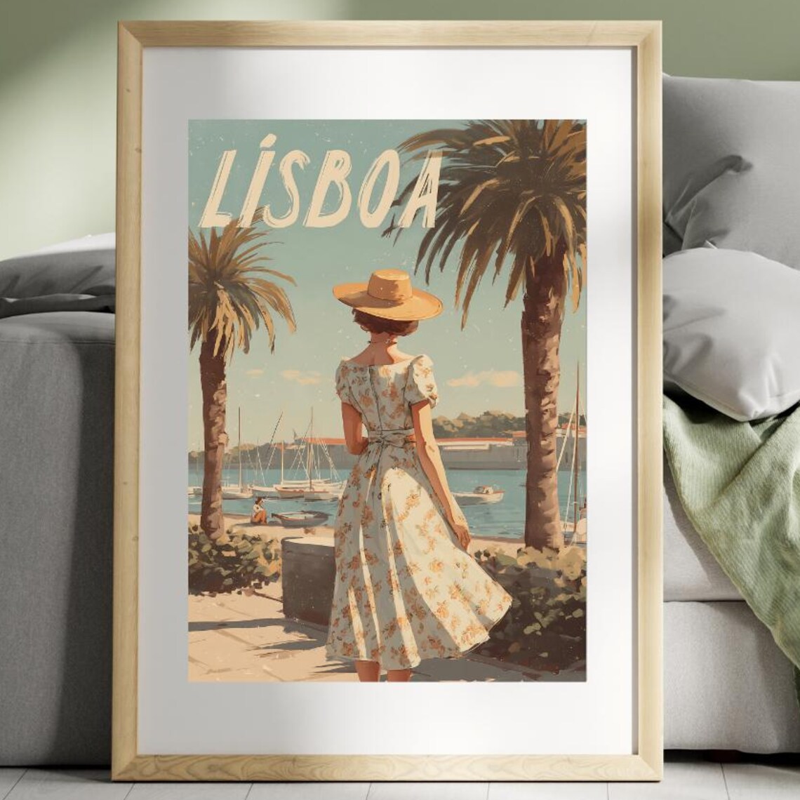 Lisbon Vintage Travel Poster, Retro Art Print