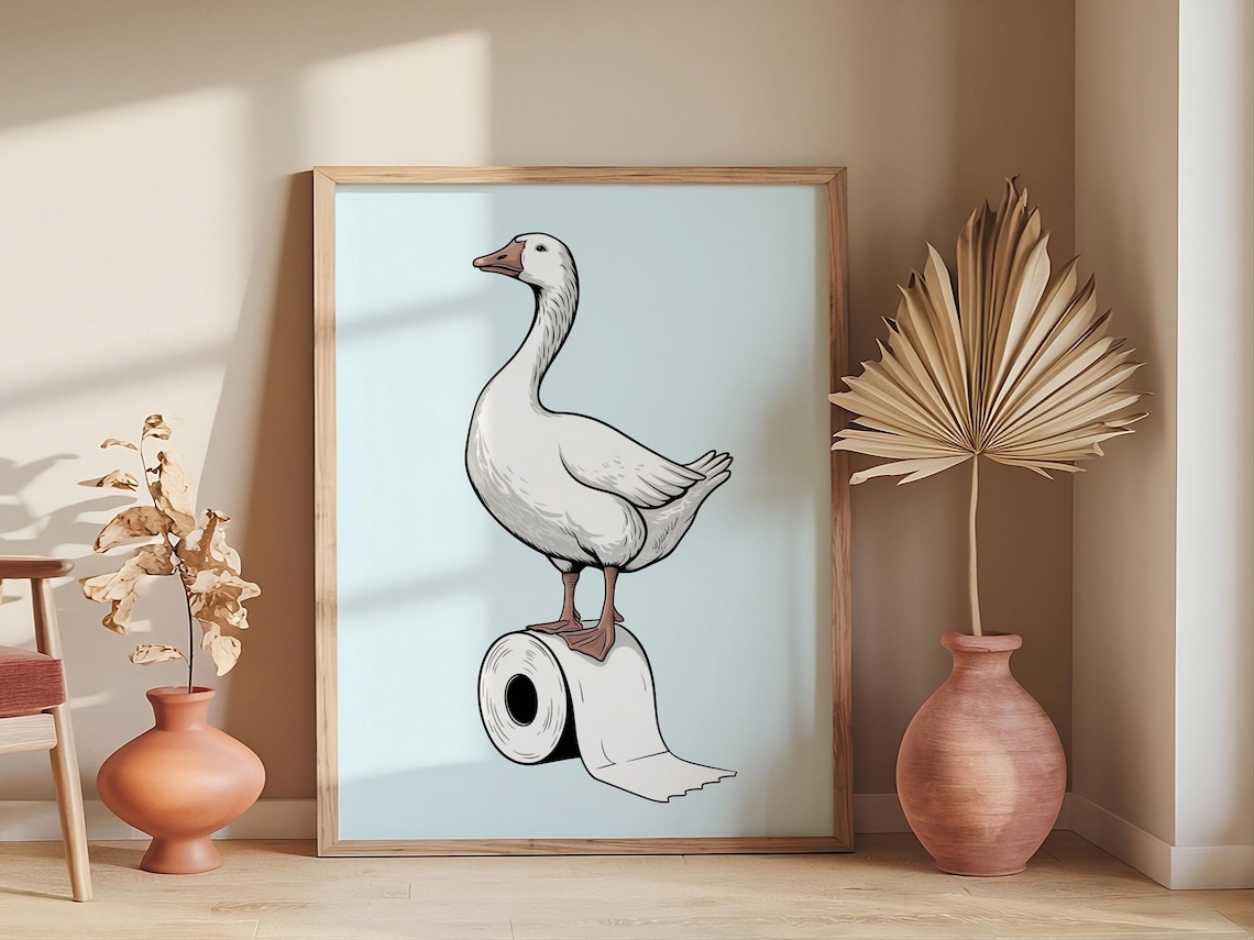 Silly Goose Bathroom Art, Funny Nursery Decor