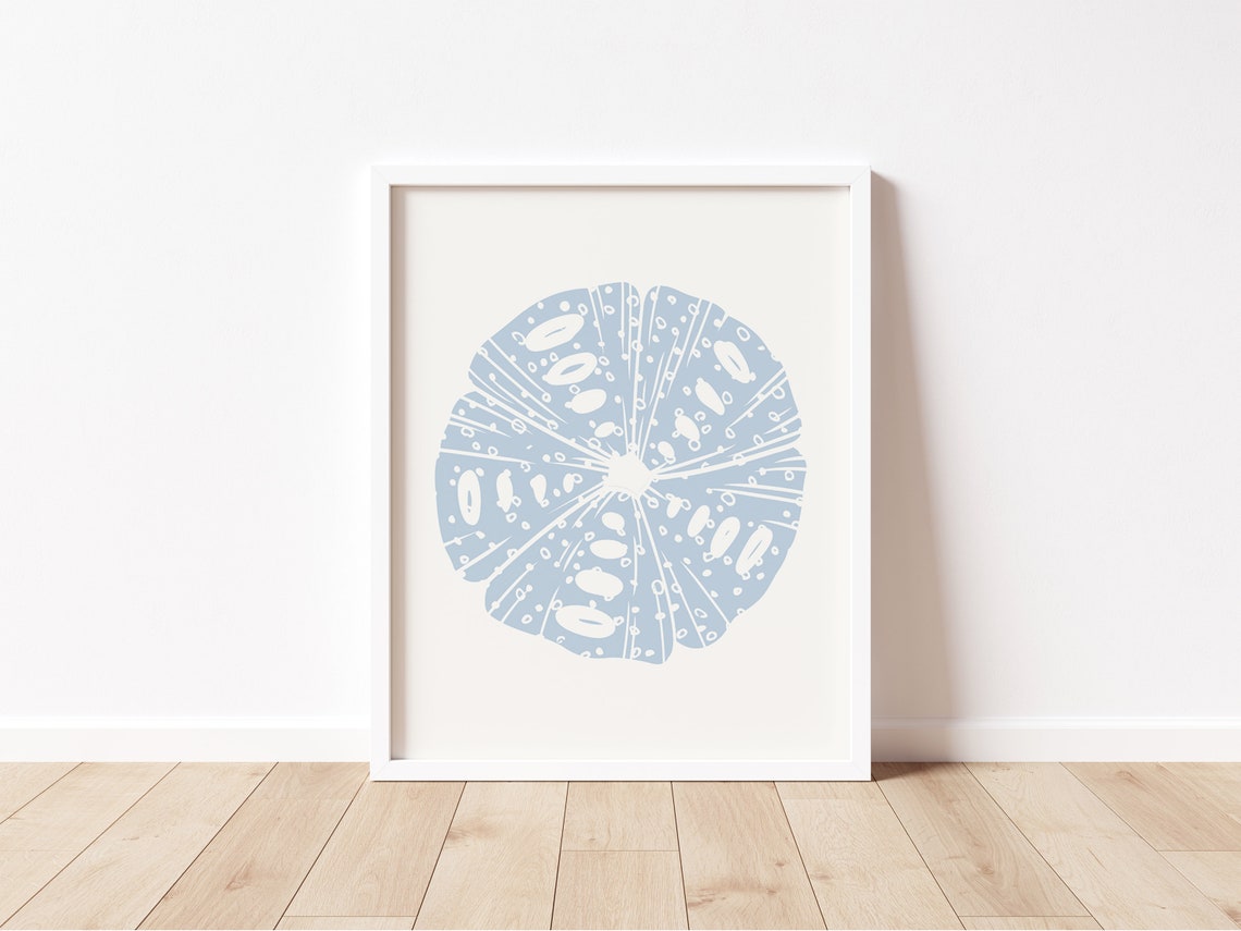 Pale Blue Sand Dollar Abstract Beach Sea Shell Coastal Wall Art - Image 2