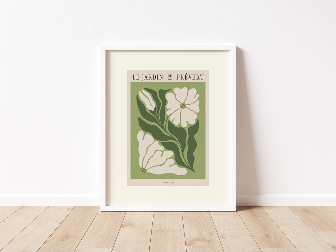 Botanical Print French Floral Print Le Jardin Art Print Green Floral Wall Art Flower Market Poster Boho Flower Art Matisse Flower Print - Image 2