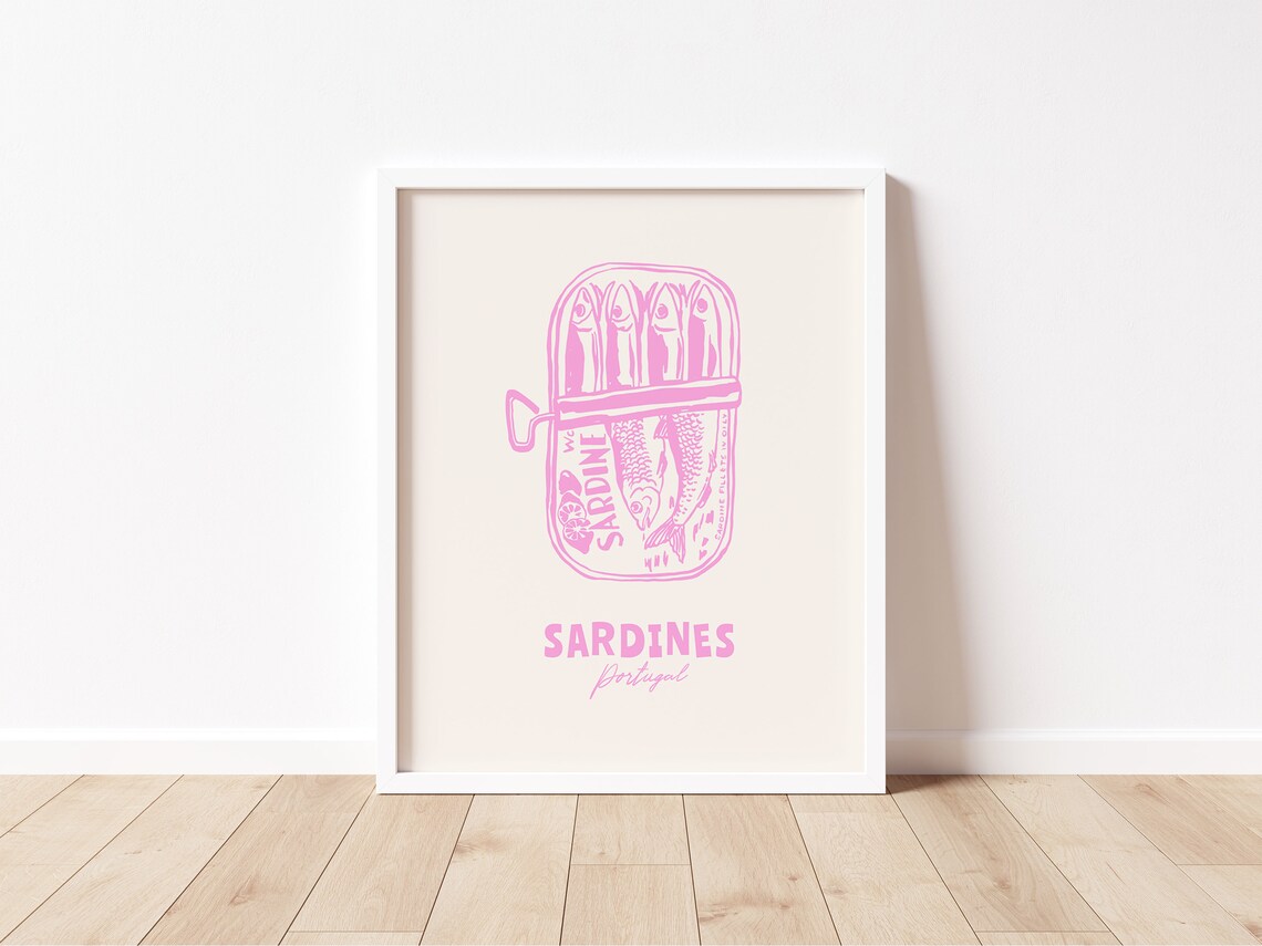 Sardines Portugal Pink Vintage Sardine Tin Illustration Print - Image 2
