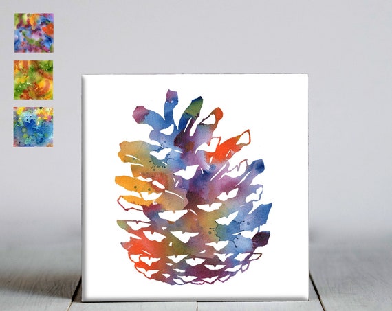 Pinecone Ceramic Tile Pinecone Decorative Tile Ceramic Tile Tree Lover Gift Unique Tree Gifts