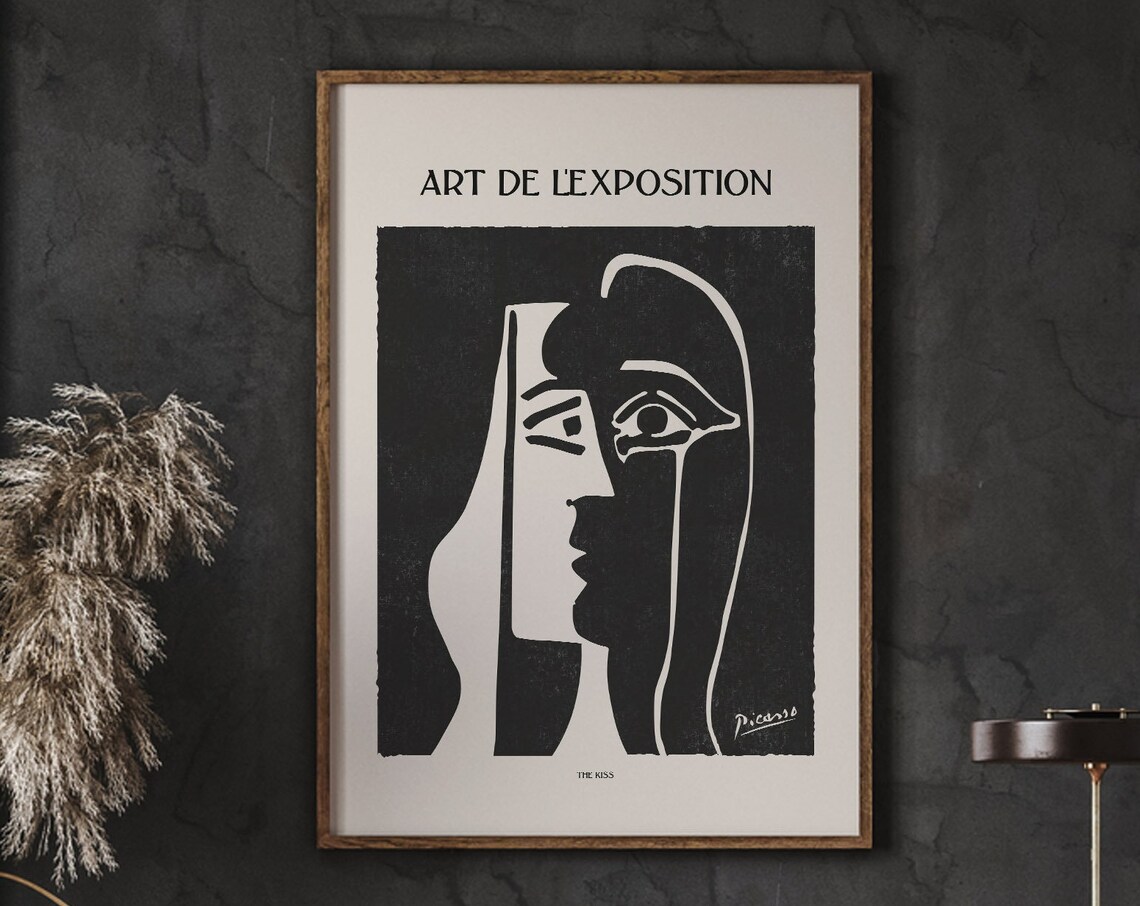 Pablo Picasso Kiss Neutral Surrealism Poster Art