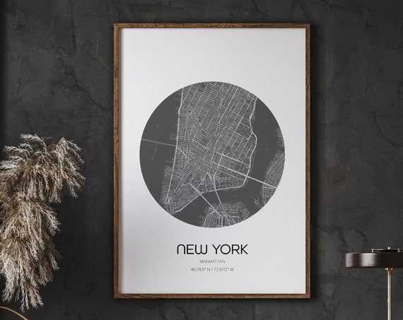 New York Map Prints, Modern City Poster