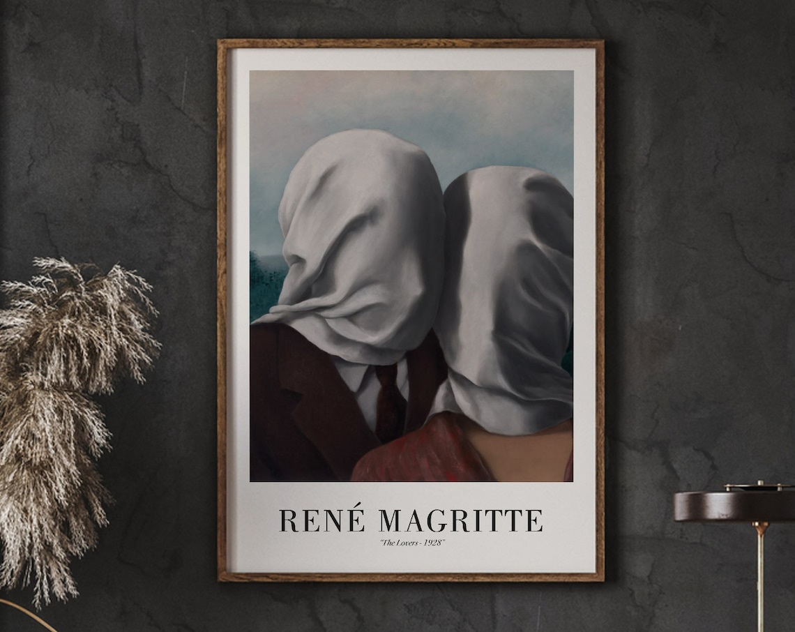 Rene Magritte The Lovers 1928 Surrealist Fine Art Exhibition Poster