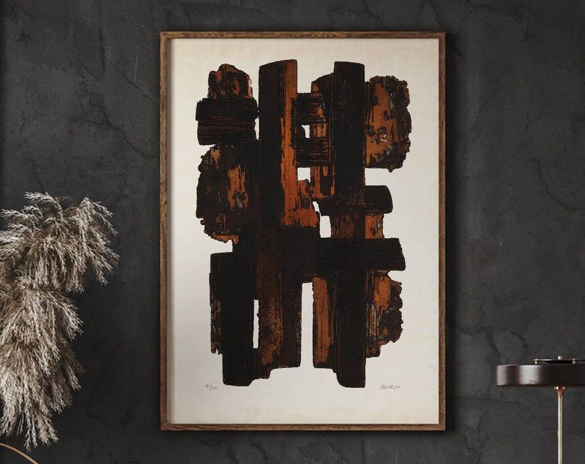 Soulages Vintage Exhibition Poster, Abstract Art Print