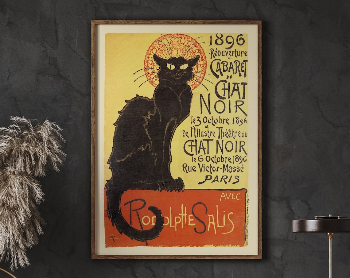 Le Chat Noir Vintage French Cat Poster, Pop Culture