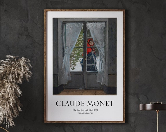 Cloude Monet Poster The Red Kerchief Mid Century Modern Wall Art For Room Decor Exhibition