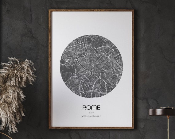 Rome Map Prints, Modern Decor