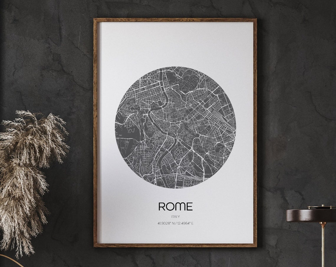 Rome Map Prints, Modern Decor