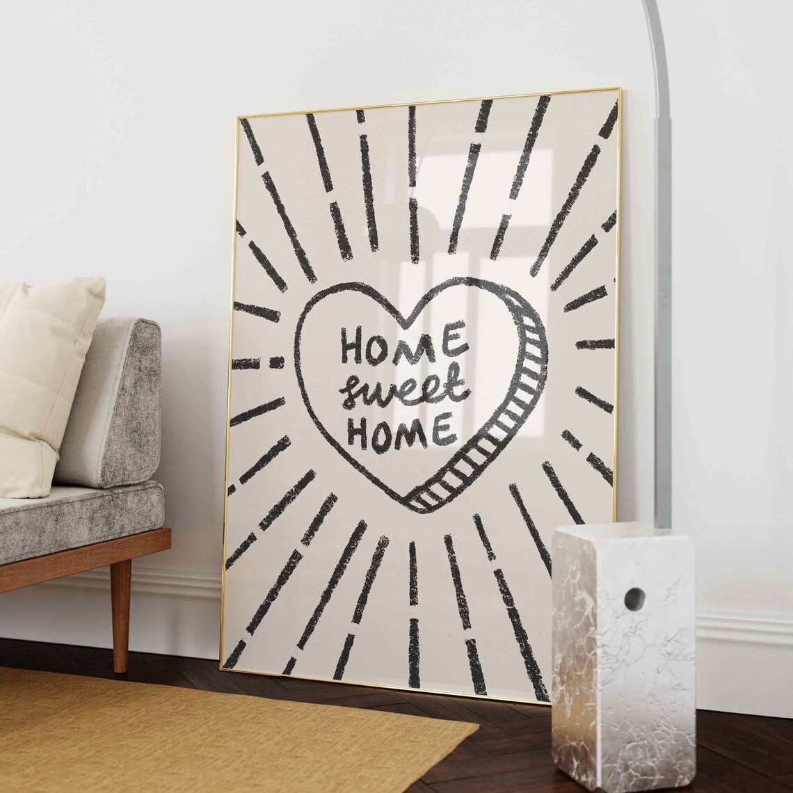Home Sweet Home Heart Quote Retro Poster - Image 3