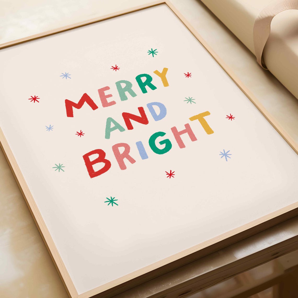 Merry And Bright Colorful Hand Lettered Christmas Quote Poster - Image 5