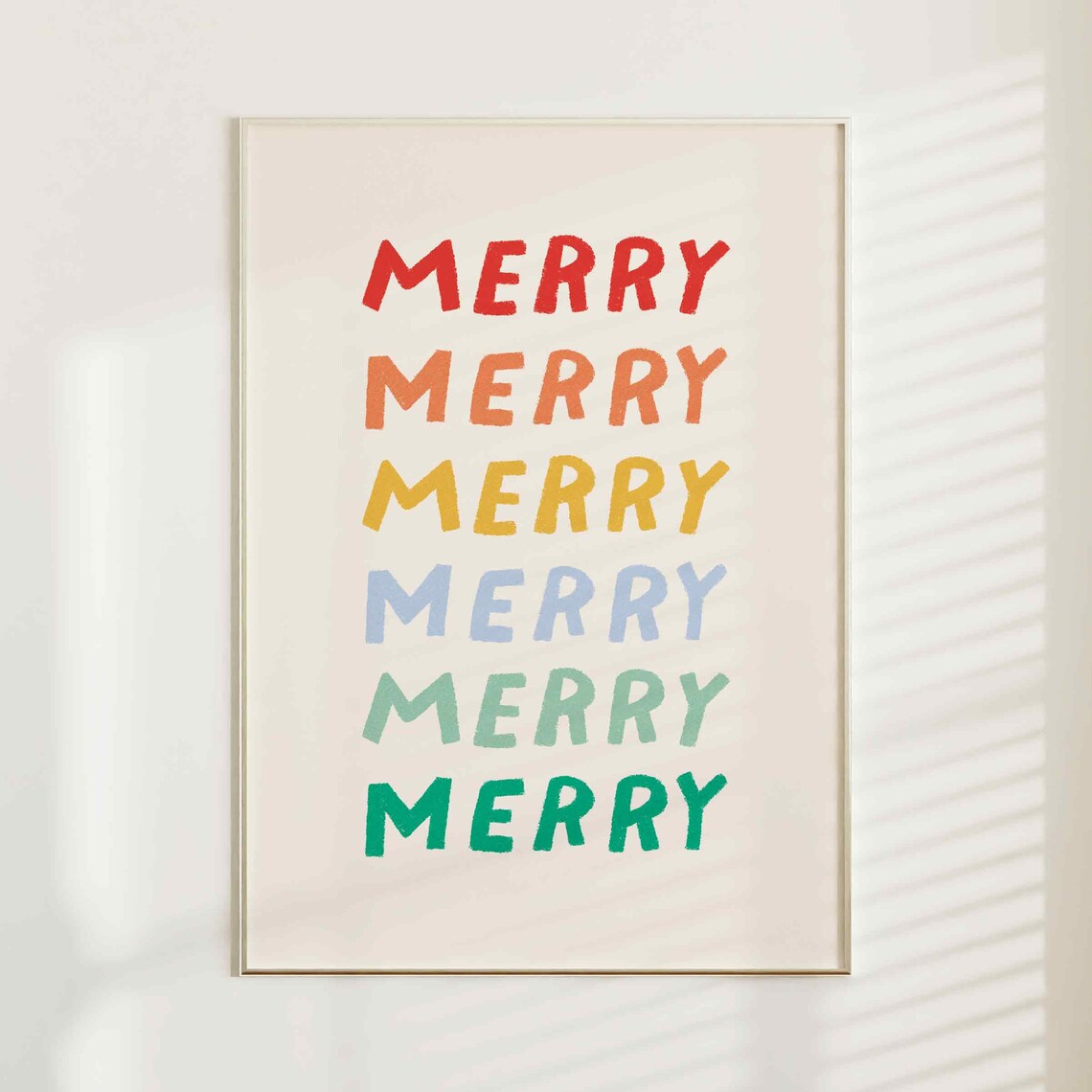 Merry Rainbow Stacked Typography Colorful Modern Christmas Poster - Image 5