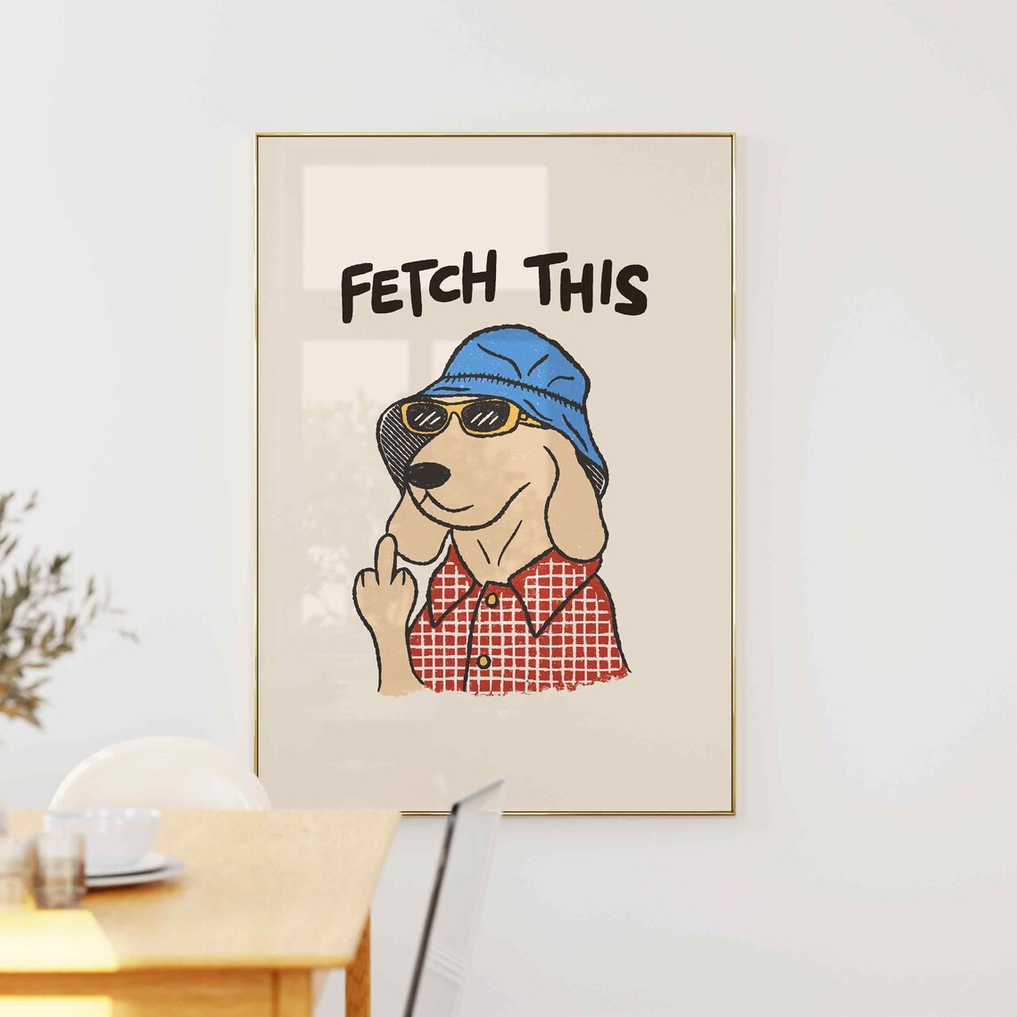 Fetch This Dog Quote Poster, Retro Wall Art Decor - Image 5