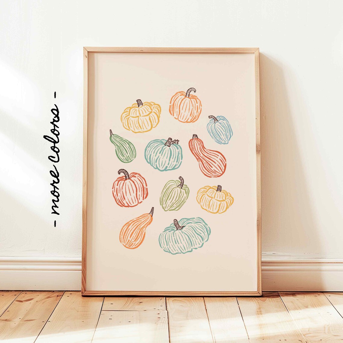 Colorful Pumpkin Print Modern Fall Wall Art Beige Fall Decor Abstract Autumn Poster Cute Halloween Decor