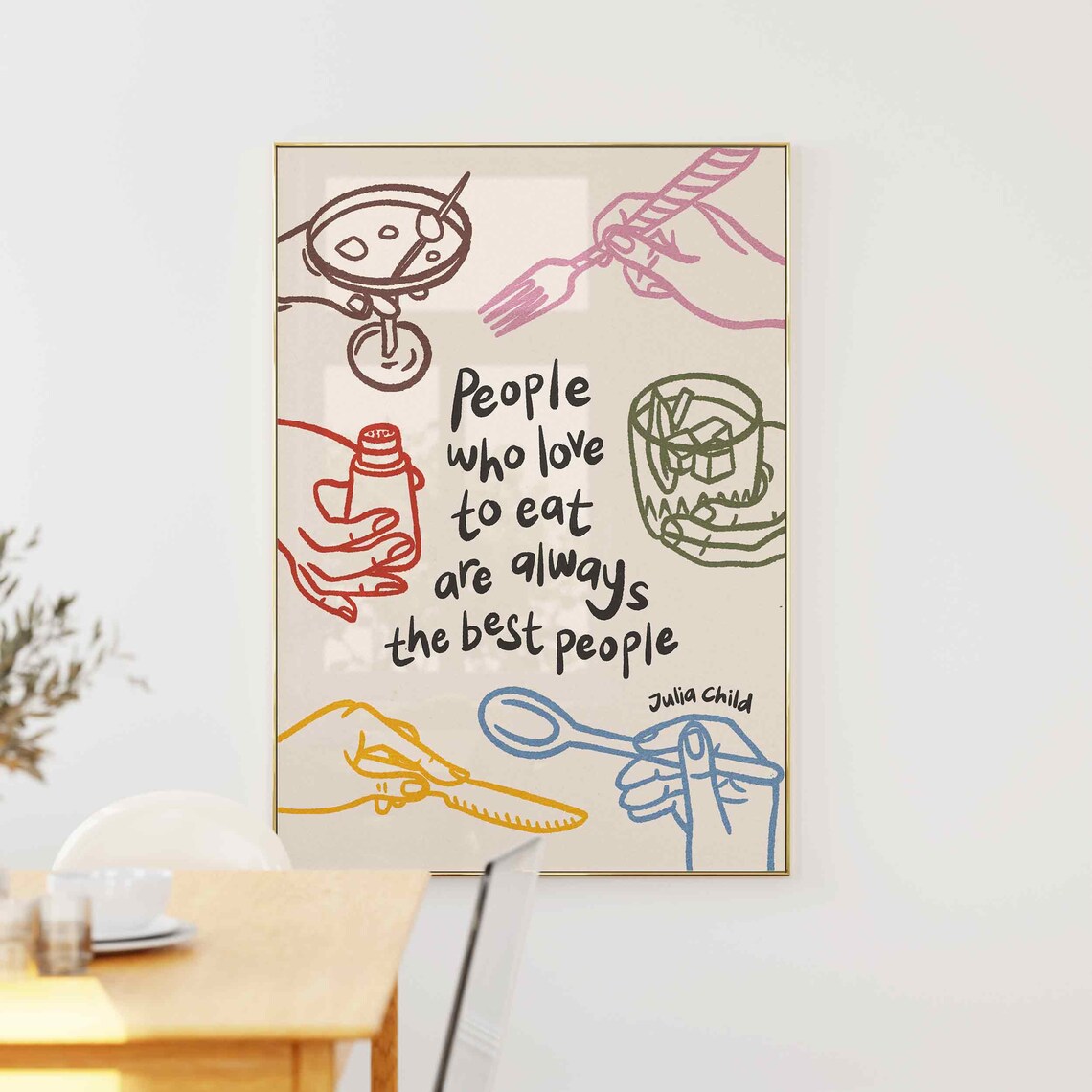 Whimsical Kitchen Julia Child Retro Food Art Print